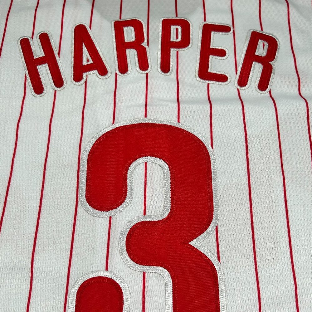 Bryce Harper #3 Philadelphia Phillies White Stitched Jersey Men's Sizes - Picture 3 of 7